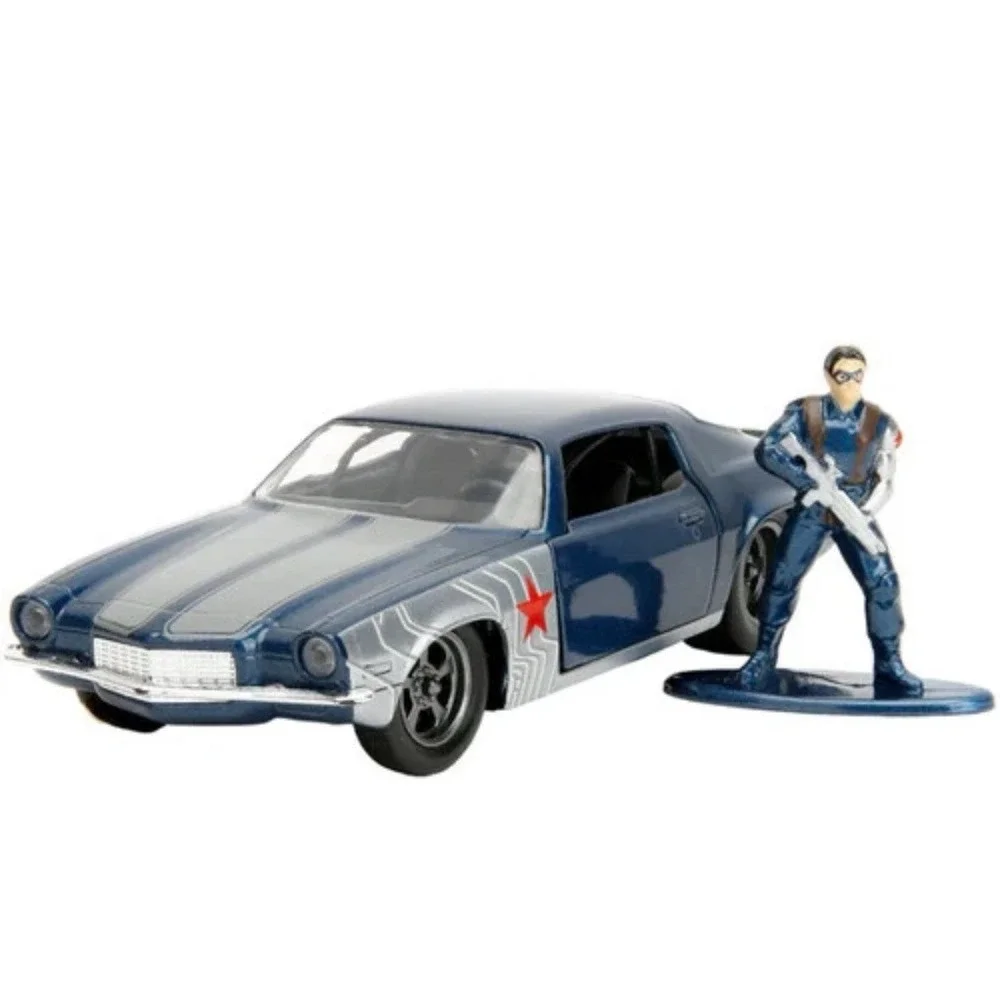 1973 Chevrolet Camaro Dark Blue Metallic with Gray Stripes and Winter Soldier by